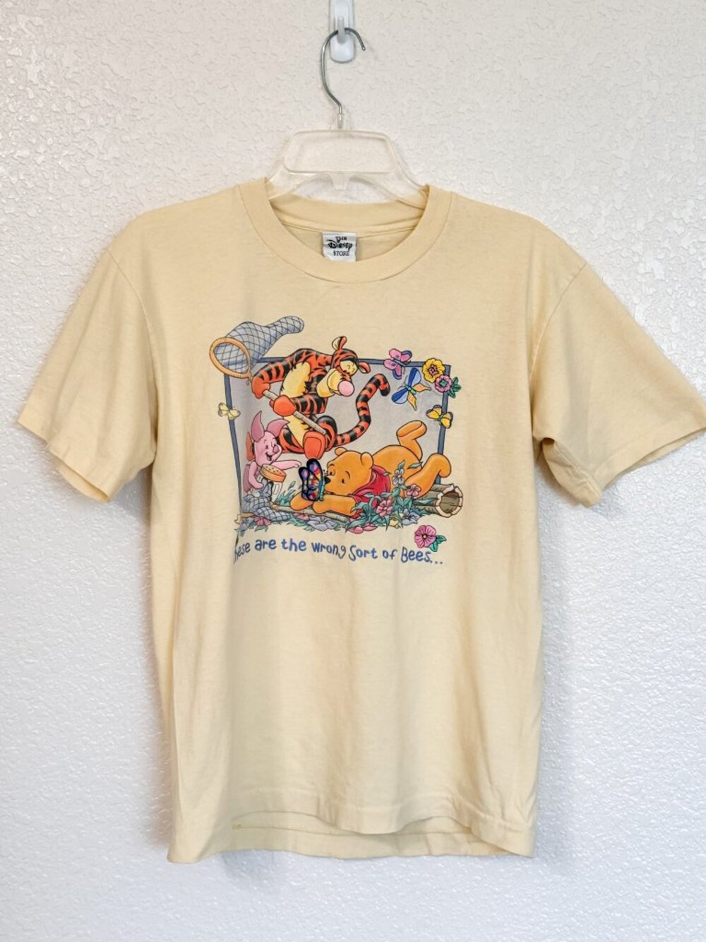 Vintage 90s Disney Store Pooh Tigger Piglet Embroidered T-Shirt Made in USA Sz M